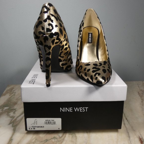 Sexy NINE WEST Women's Tatiana3 Stiletto Pumps Gold Leopard 8.5 - Picture 6 of 14